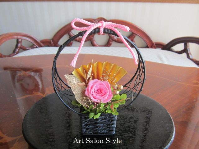 Art Salon Style　プリザーブドフラワー和風アレンジ体験　作品